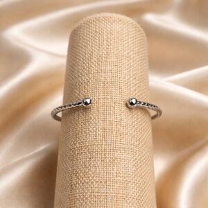 Minimalist Silver Open Ball Cuff Ring